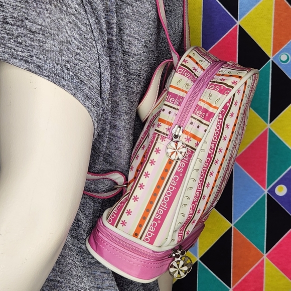 Vintage Caboodles Pink Striped Mini Backpack 80s 90s Makeup Bag - Picture 3 of 9